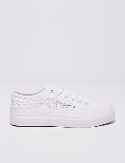 Tennis plates en dentelle blanc femme