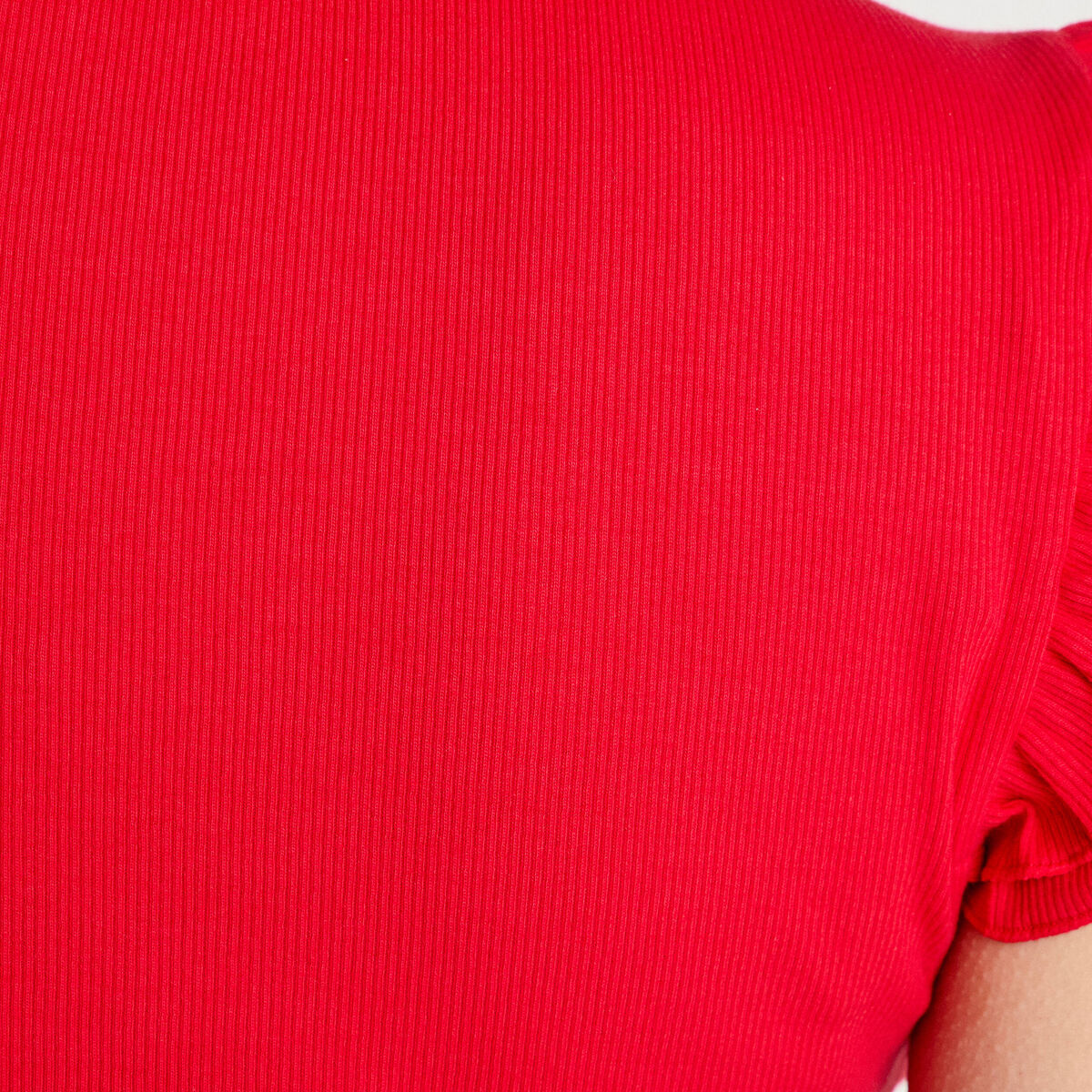 Débardeur avec volants rouge femme