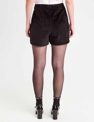 Jupe-short moulante velours noir femme
