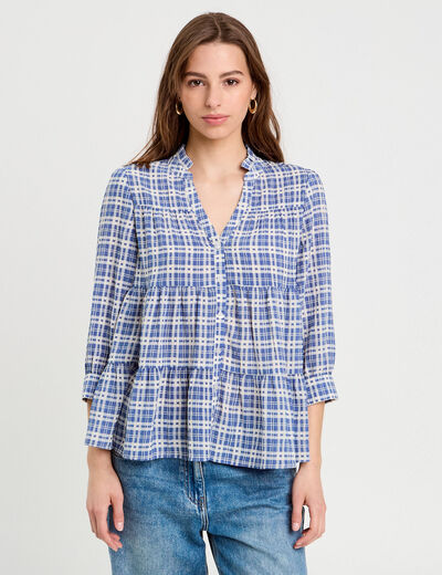 Blouse manches 3/4 bleu foncé femme