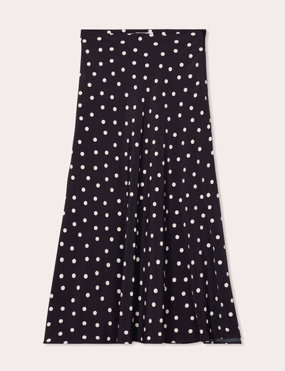 Jupe midi évasée fluide noir femme