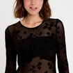 T-shirt ajust&eacute; manches longues noir femme