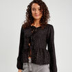 Blouse nou&eacute;e strass noir femme