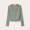 T-shirt manches longues vert kaki femme