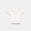 Polo ajust&eacute; manches courtes col chemise ecru femme