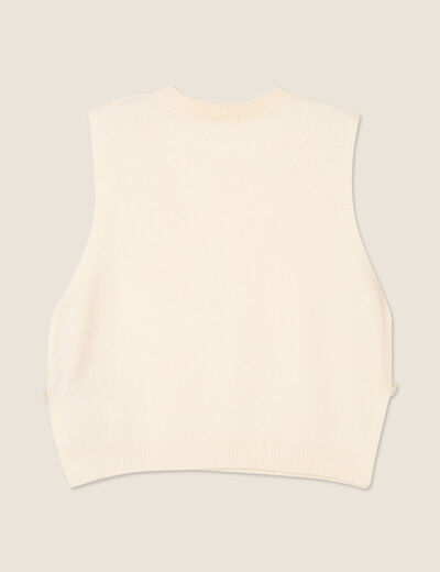 Pull sans manches ecru femme