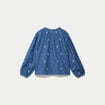Blouse ample manches longues en jean blanc femme