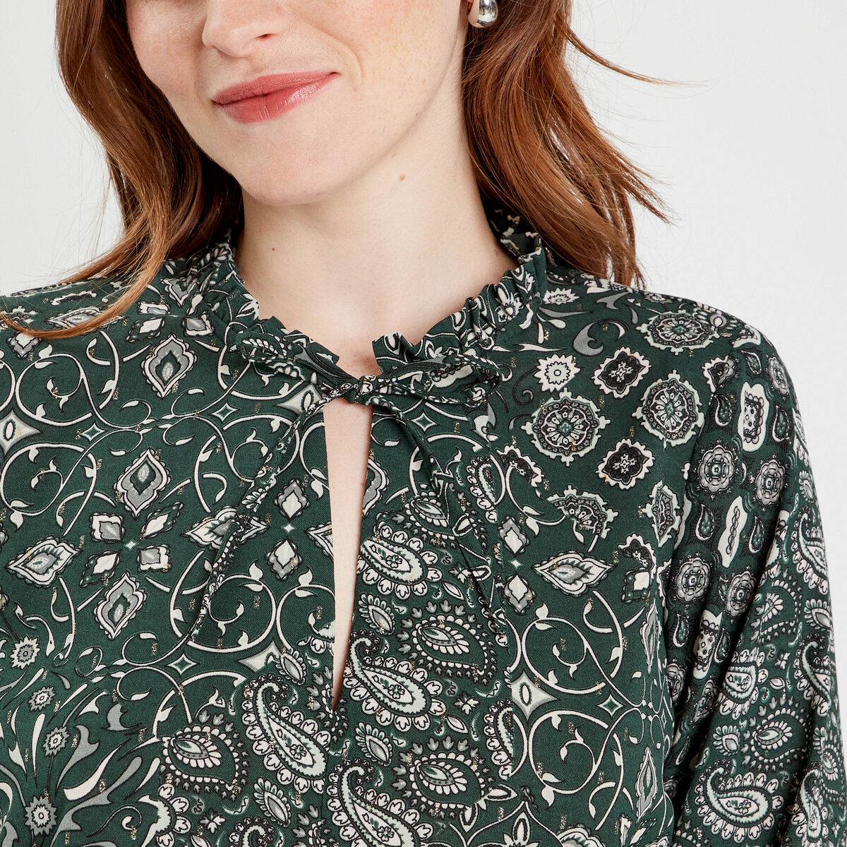 Blouse manches longues vert femme