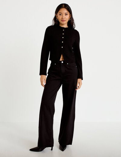 Jeans wide leg taille haute denim noir femme