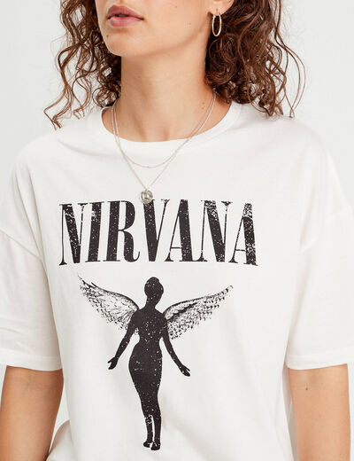 T-shirt col rond Nirvana ecru femme