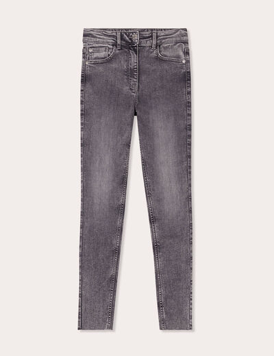 Jeans skinny taille haute denim gris femme