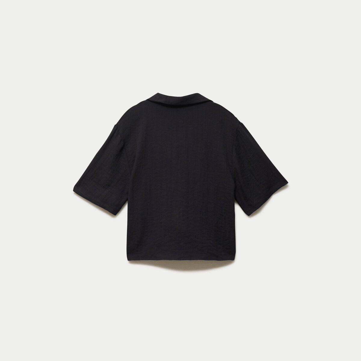 Chemise droite pliss&eacute;e manches courtes noir femme