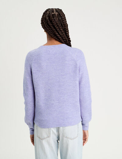 Pull avec col en V mauve femme