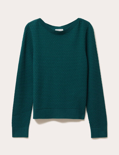 Pull col bateau vert foncé femme