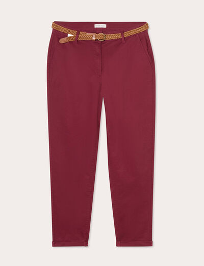 Pantalon chino 7/8ème bordeaux femme