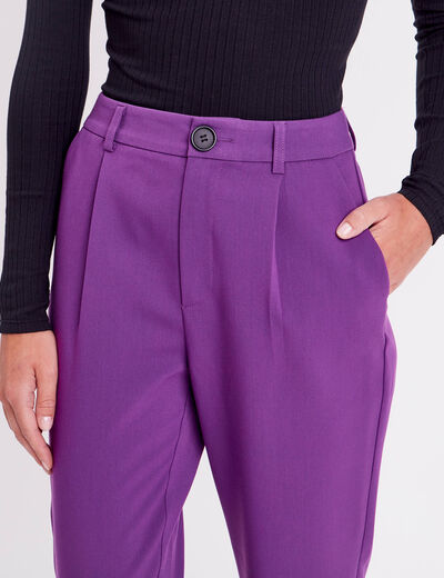 Pantalon city carotte violet foncé femme