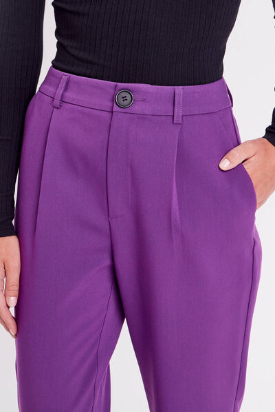 Pantalon city carotte violet foncé femme