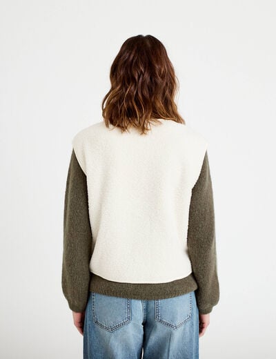 Gilet sans manches effet polaire ecru femme