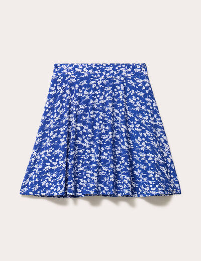 jupe courte évasée stretch bleu electrique femme