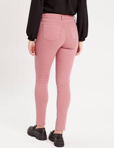 Jeans slim 5 poches vieux rose femme