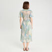 Robe midi évasée col en V bleu pastel femme