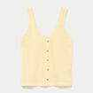 D&eacute;bardeur ajour&eacute; aspect dentelle col v jaune pastel femme