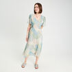 Robe midi évasée col en V bleu pastel femme