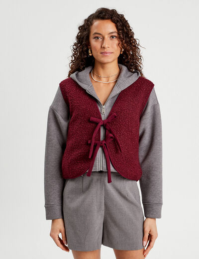 Gilet sans manches polaire prune femme