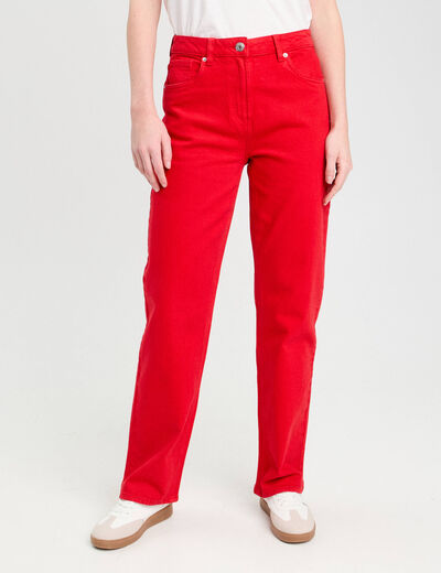 Jeans droit 5 poches rouge femme
