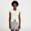 Gilet droit sans manches col rond ecru femme