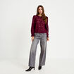 Blouse droite col v en dentelle prune femme