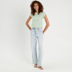 T-shirt détails ajourés vert clair femme