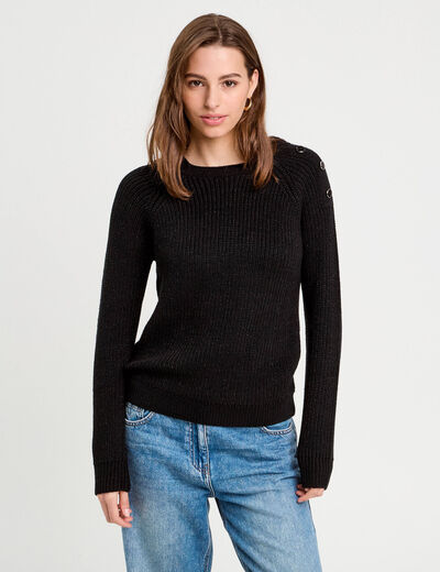 Pull manches longues noir femme