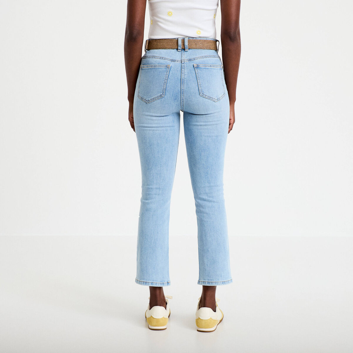 Jean bootcut cropped taille haute denim triple stone femme