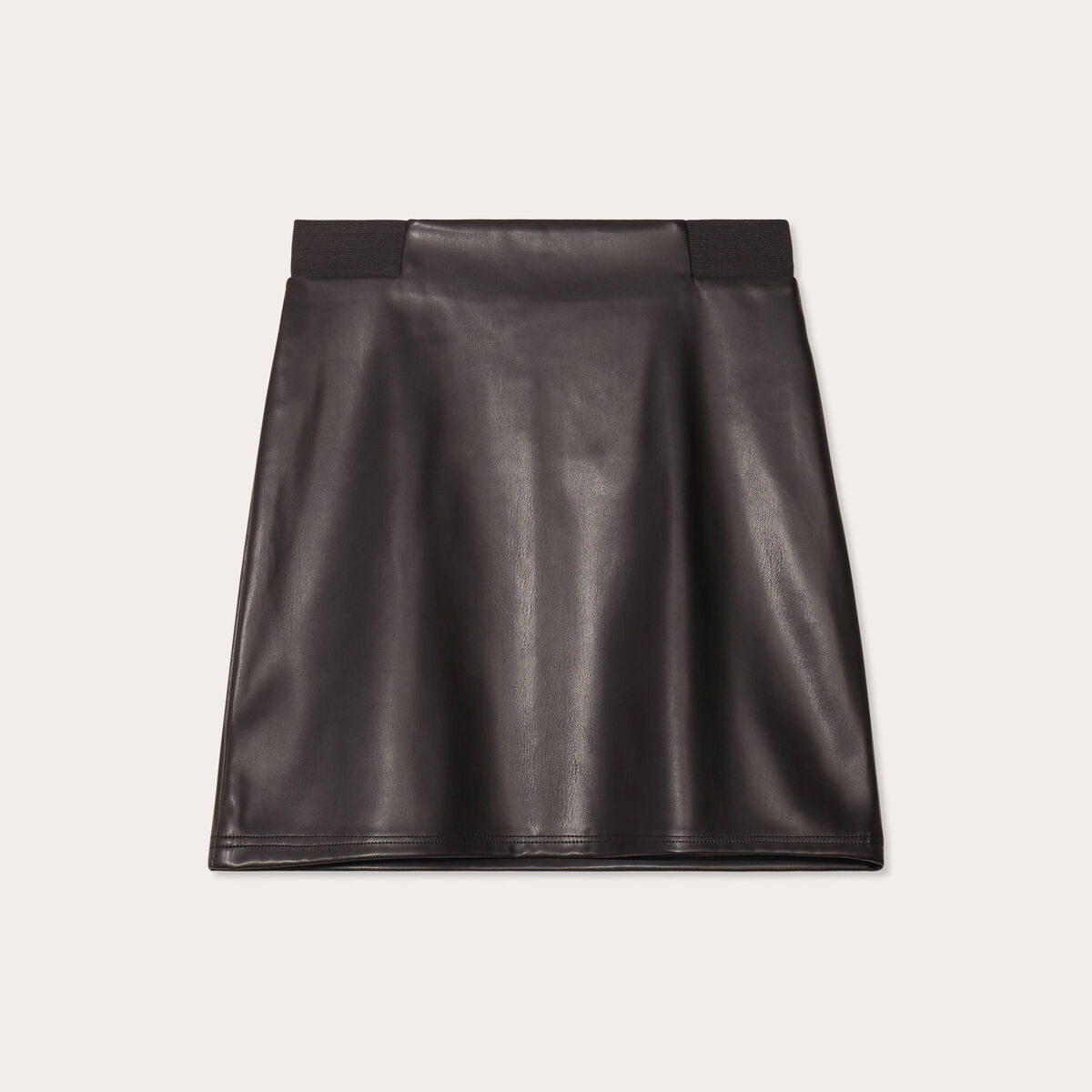 Jupe droite simili cuir noir femme