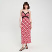 Robe longue droite bretelles rouge femme
