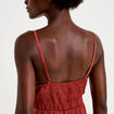 Robe longue &eacute;vas&eacute;e col v satin&eacute;e vieux rose femme