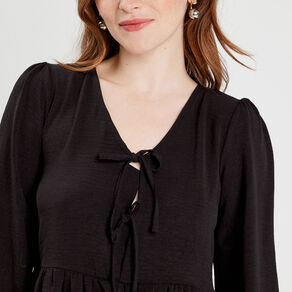 blouse col en v noeuds noir femme Blouse col en V noeuds noir femme