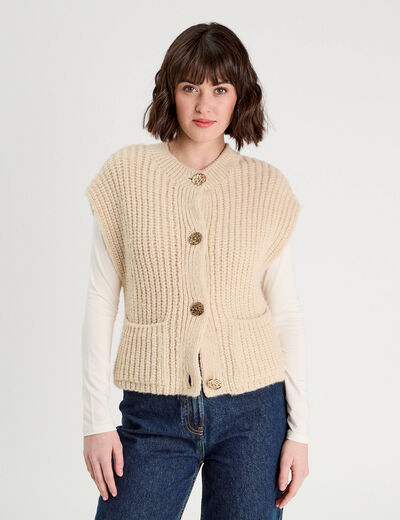 Gilet sans manches ecru femme