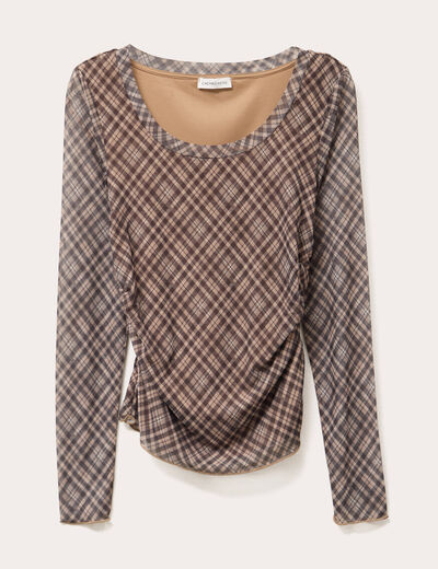 T-shirt manches longues beige femme