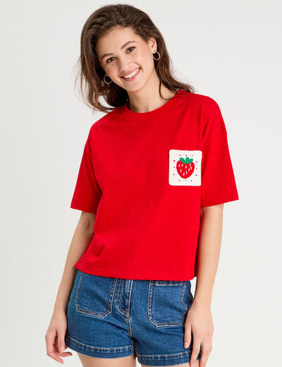 T-shirt manches courtes rouge femme