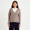Gilet boutonn&eacute; avec col en V taupe femme