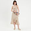 Jupe longue trapèze volants beige femme