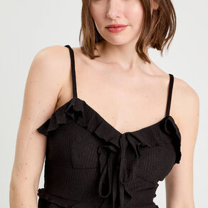 blouse cropped volants noir femme Blouse cropped volants noir femme