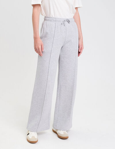 Pantalon large style jogging gris clair femme