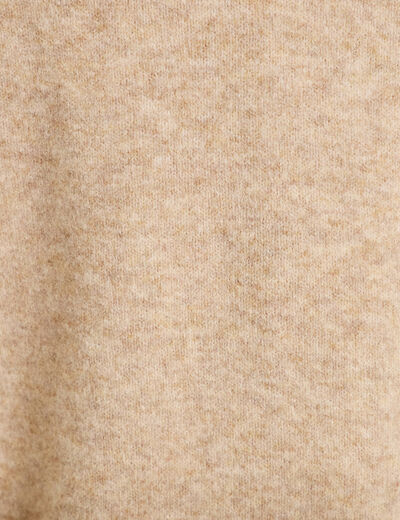 Gilet brod&eacute; col v manches longues beige femme