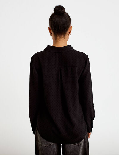 Blouse droite manches longues noir femme
