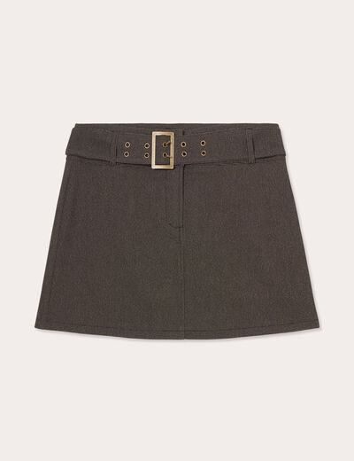Jupe droite ceinturée noir femme