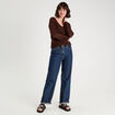 Pull ajouré manches longues marron foncé femme