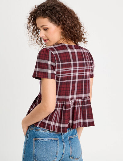 Blouse avec noeuds bordeaux femme